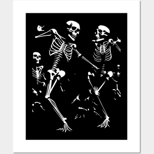 Funny skeletons dancing at the disco Posters and Art